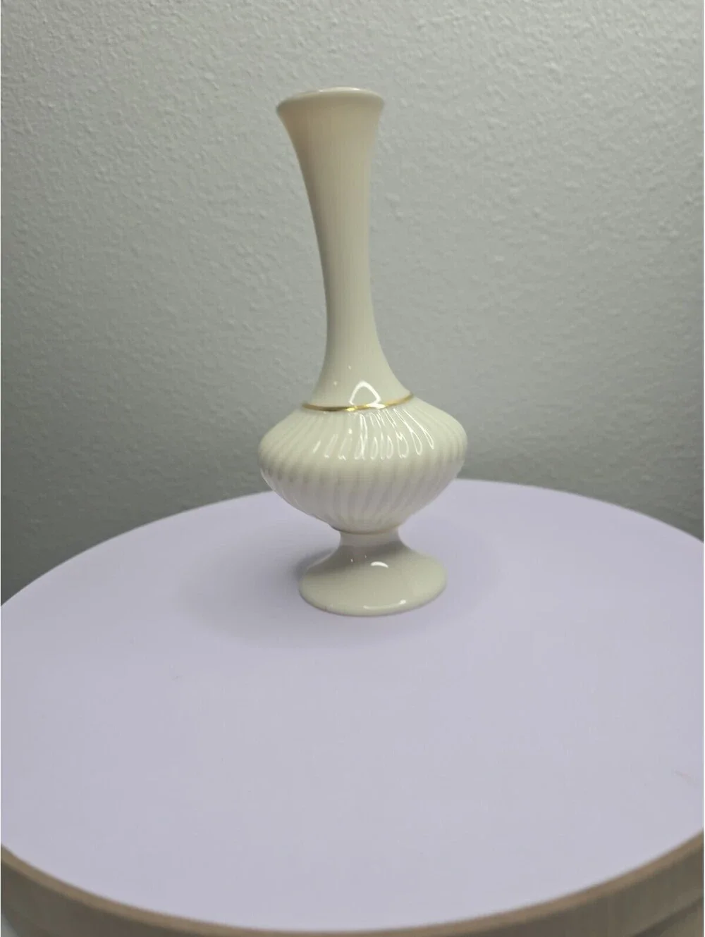 Lenox Vintage MCM Bud Vase rimmed in Gold. Stamped